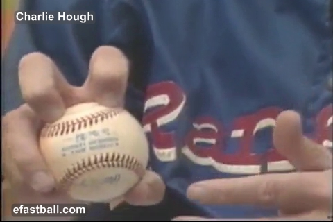 Charlie Hough shows how he grips his knuckleball - <%=term%>